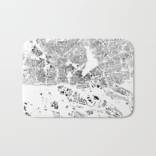 Hamburg Map Schwarzplan Only Buildings Bath Mat