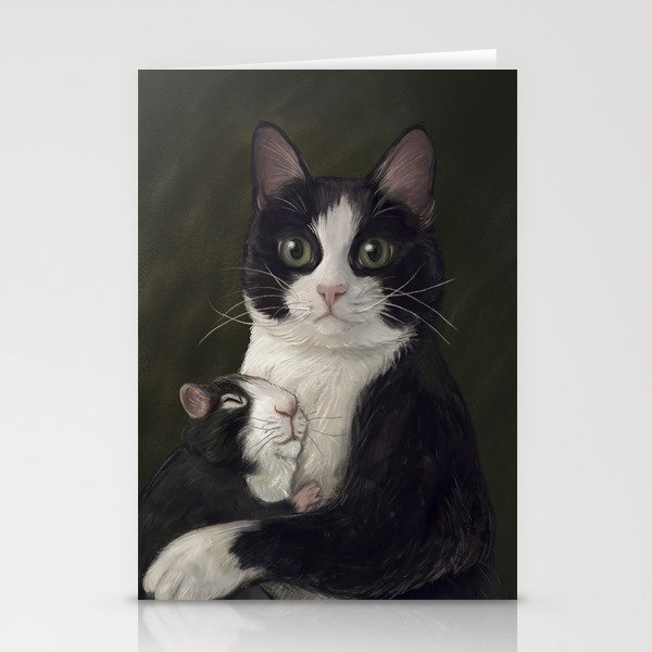 Chosen Family Cat and Guinea Pig Portrait Stationery Cards