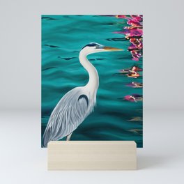 Blue Heron Painting by Ashley Lane Mini Art Print