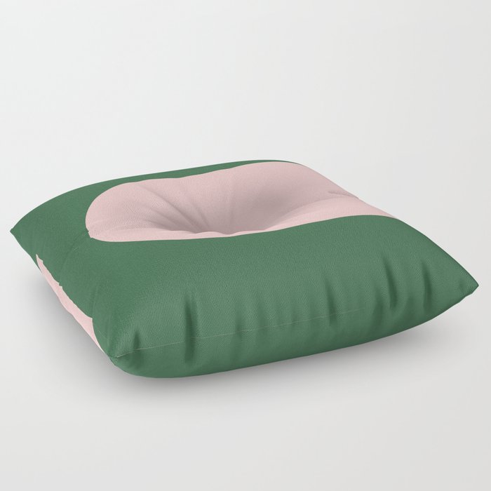 Margo Collection: Minimalist Modern Geometric Pink on Green Floor Pillow