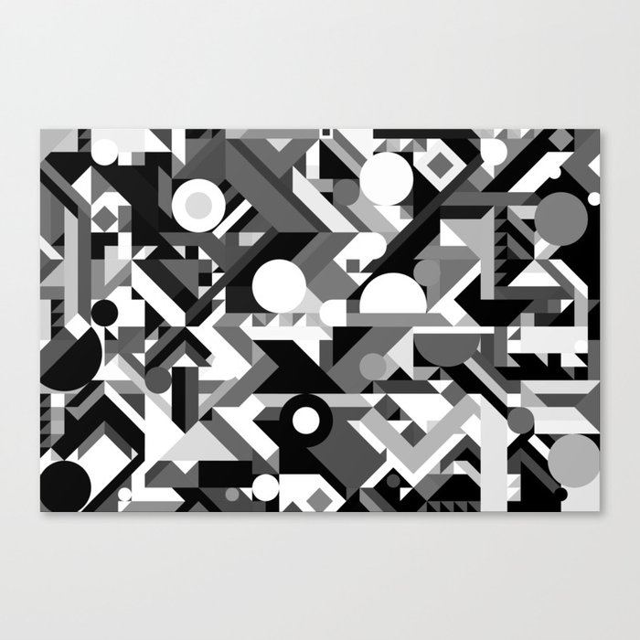 Geometry Shapes Pattern Print Black And White Color Scheme Canvas Geometry Shapes Pattern Print Black And White Color Scheme Canvas By Aej Design Society6