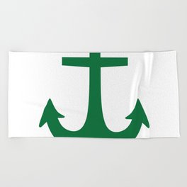 Anchor (Olive & White) Beach Towel