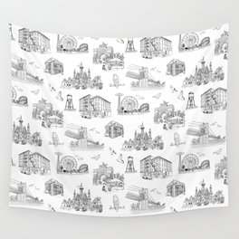 Brooklyn Toile - Black and White Wall Tapestry