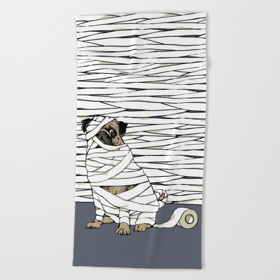 The Mummy Pug Return Beach Towel