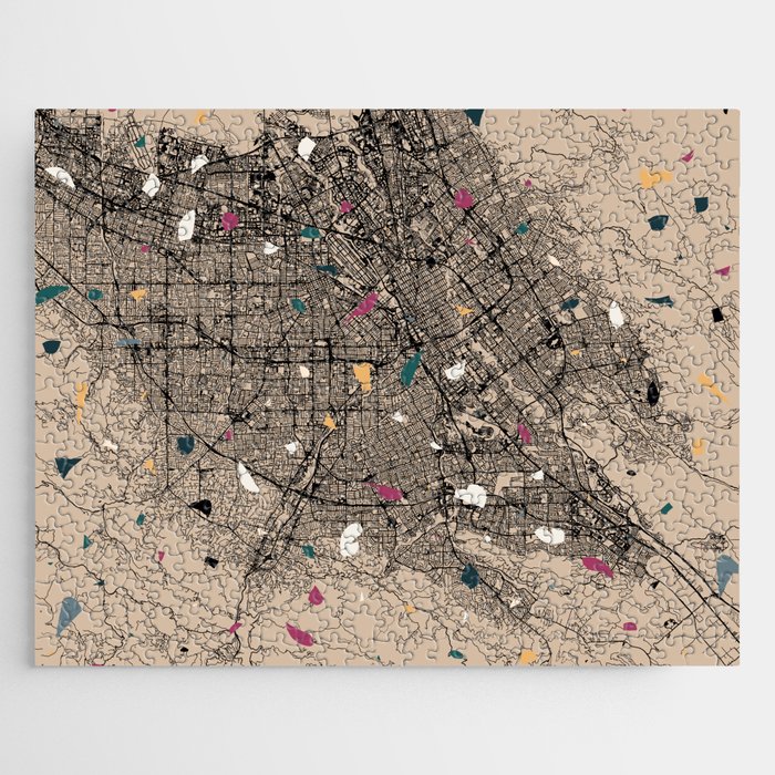 San Jose USA City Map - Terrazzo Collage Jigsaw Puzzle