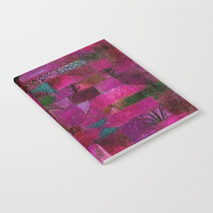 Terraced garden tropical floral lotus fuchsia spring abstract landscape painting by Paul Klee Notebook