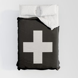 Swiss Cross Black and White Scandinavian Design for minimalism home room wall decor art apartment Duvet Cover