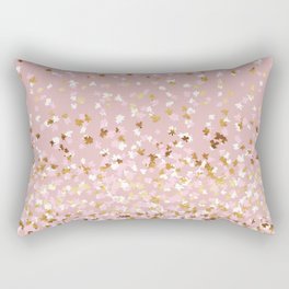 Floating Confetti - Pink Blush and Gold Rectangular Pillow