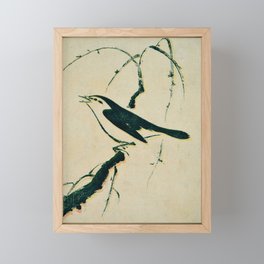 A singing bird - vintage Japanese prints Framed Mini Art Print