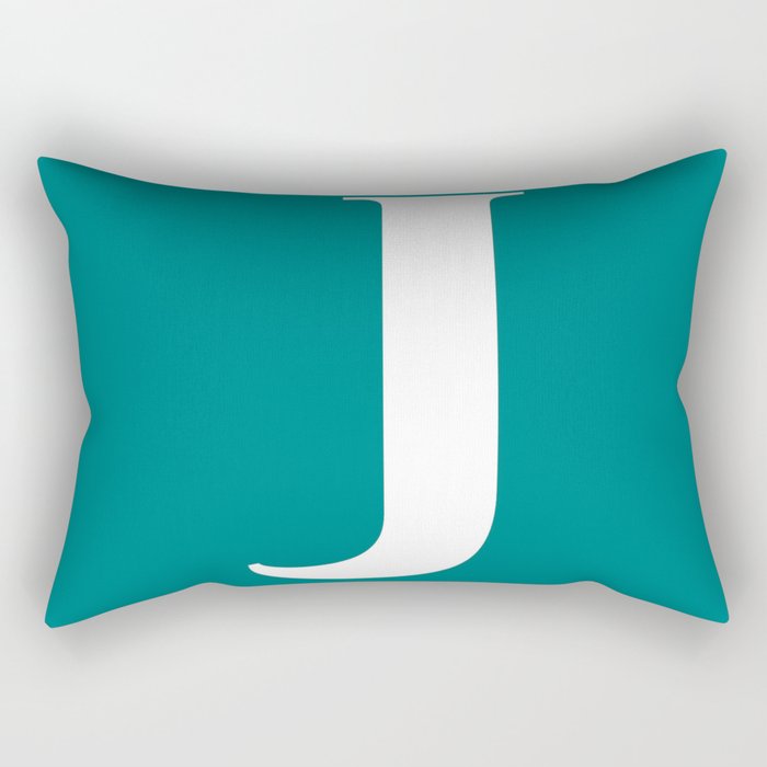 J MONOGRAM (WHITE & TEAL) Rectangular Pillow