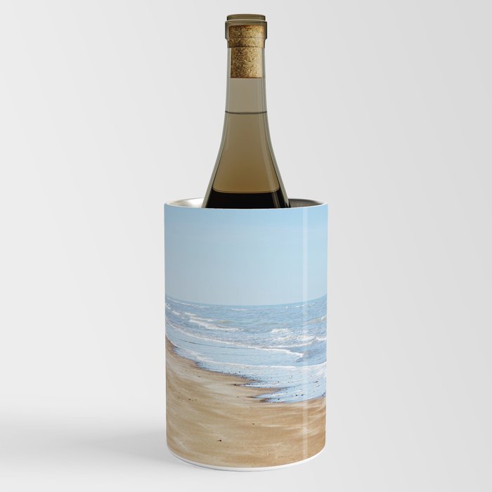 Sea Photography | Pastel Colored Beach Art | Seaside Coast Photo | Blue Beige Wine Chiller