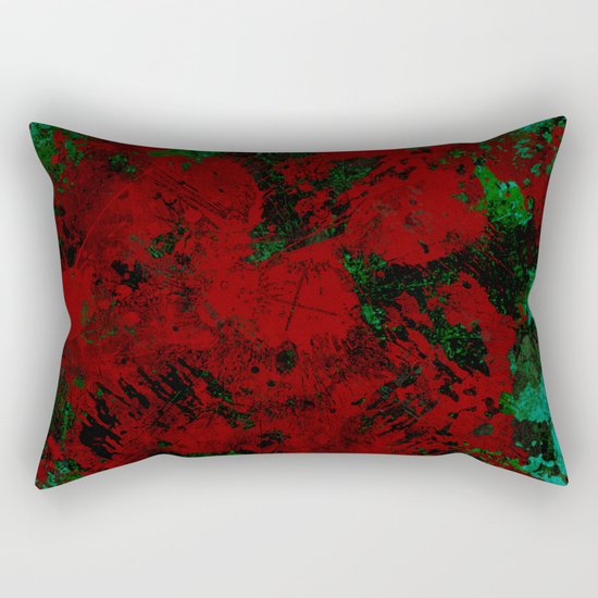 Roses Are Red - Abstract, red and cyan painting Rectangular Pillow