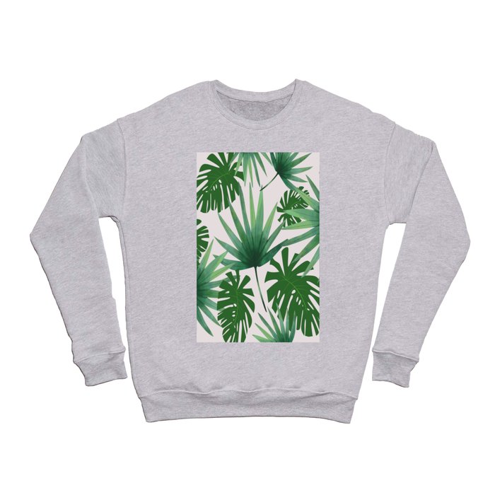 Tropical Palm Leaves Jungle Pattern Print Crewneck Sweatshirt