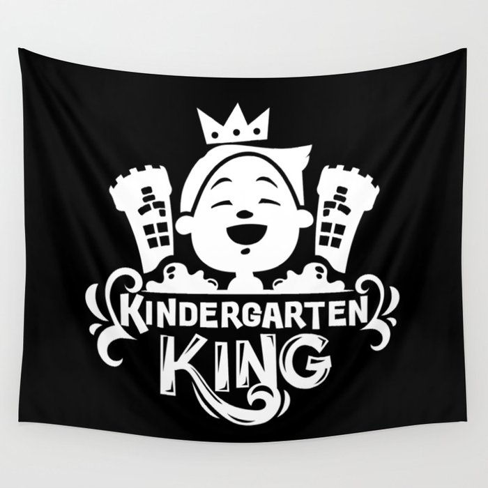 Kindergarten King Cute Kids Boys Slogan Wall Tapestry