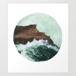 Crashing Waves on a cliff Art Print