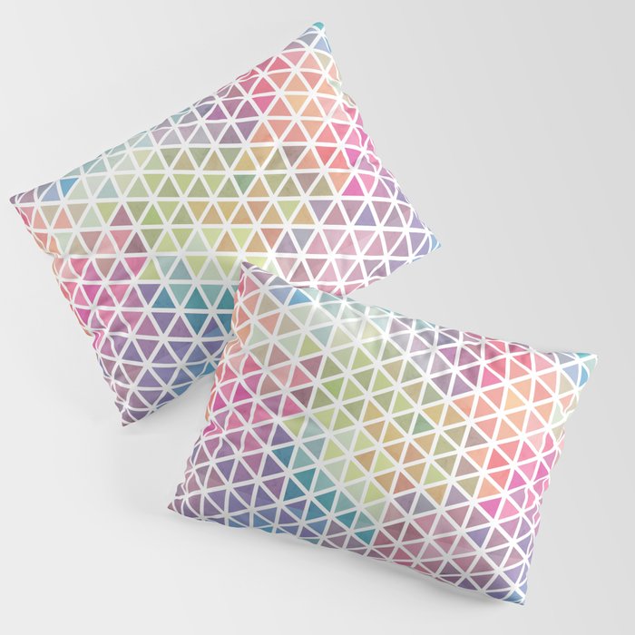 Geometric Fractal Triangles Bubblegum Rain Pillow Sham