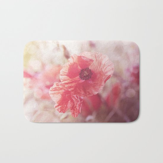Romantic Poppy flower soft pastel colors Bath Mat