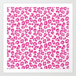 Leopard-Pinks on White Art Print