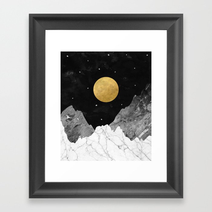 Moon and Stars Framed Art Print