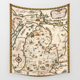 A Map of the Commonwealth of Michigan Wall Tapestry