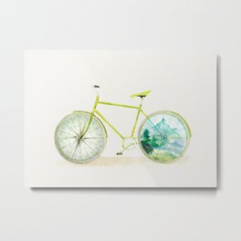 Have an Adventure Today Metal Print | Tourism, Life, Ilustration, Bicycle, Art, Concept, Riding, Mountains, Digital, Adventure 