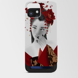 Geisha with red flowers iPhone Card Case