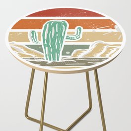 Retro Vintage Cactus Illustration Side Table