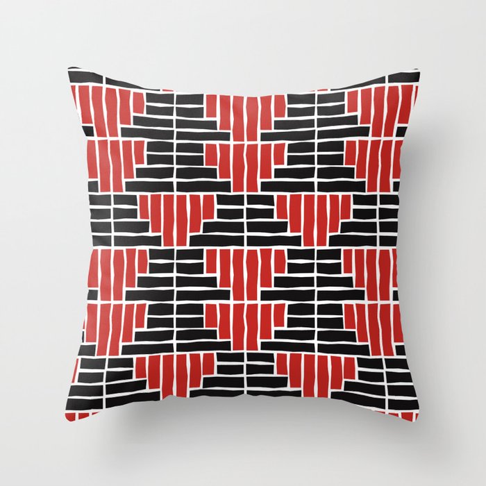 Red and Black Block Throw Pillow