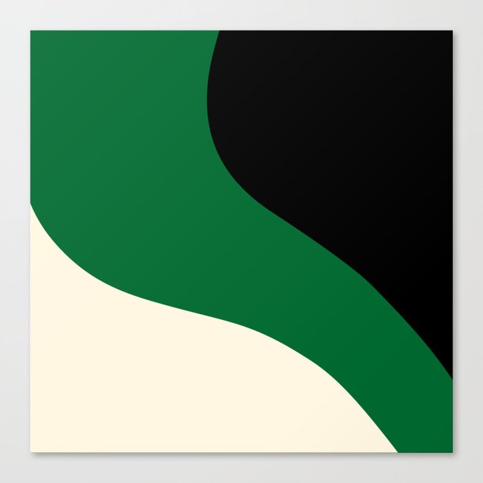 Simple Waves - Green, Cream and Black Canvas Print