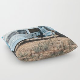 Blue Bluebird Bus - Utah Desert Floor Pillow