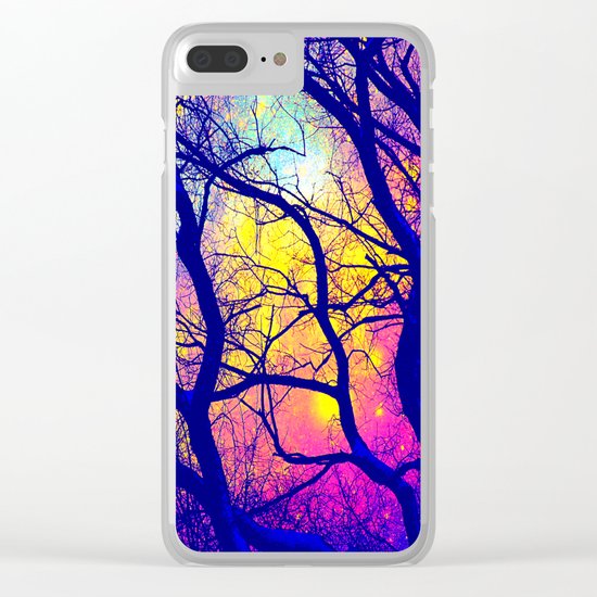 Black Trees Deep Bright & Colorful Space Clear iPhone Case