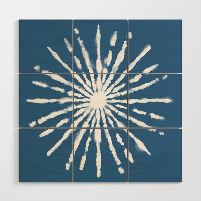 Blue Ordinary Thing Shibori Art Wood Wall Art