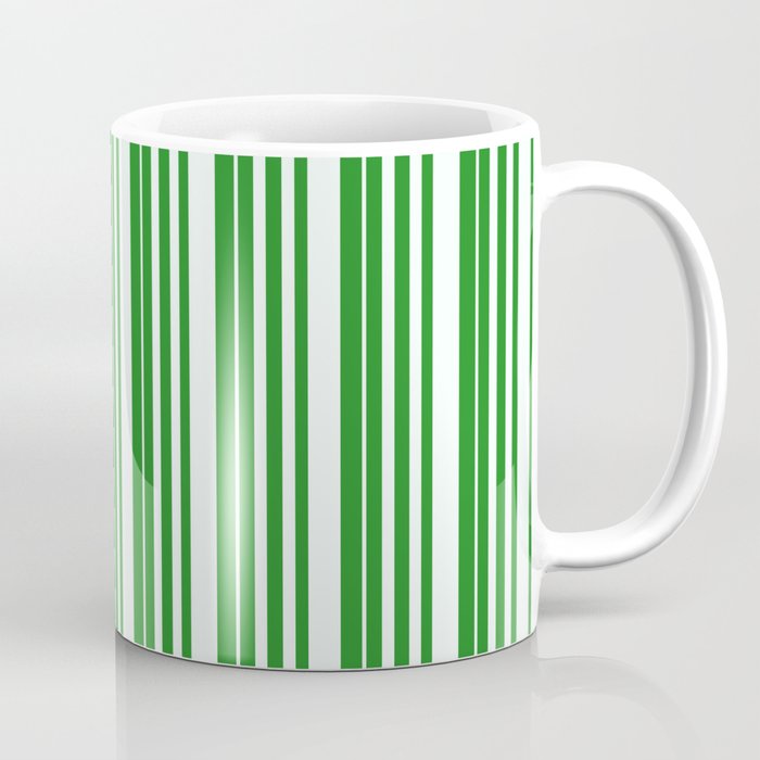 Forest Green & Mint Cream Colored Pattern of Stripes Coffee Mug