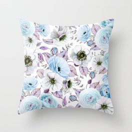 FLOWERS WATERCOLOR 36 Throw Pillow