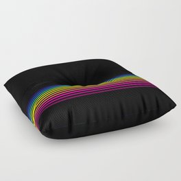 Tiny Rainbow on Black Floor Pillow
