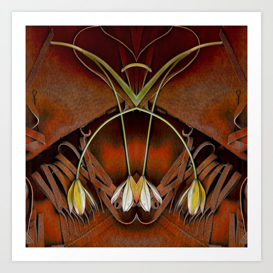 Leather look in a flowery pattern style. Art Print