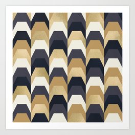 Stacks of Gold and Navy Art Print
