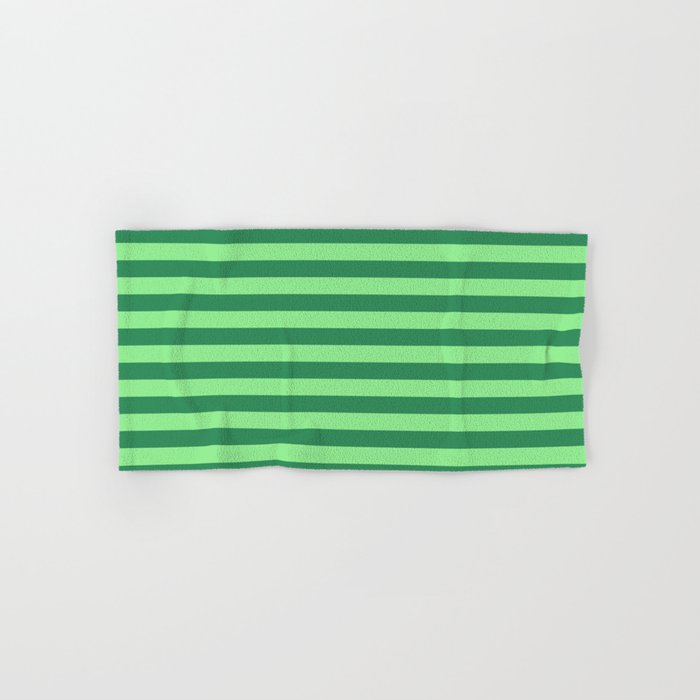 Sea Green & Light Green Colored Striped/Lined Pattern Hand & Bath Towel
