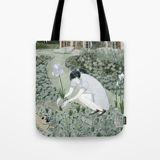 Planting Irises Tote Bag