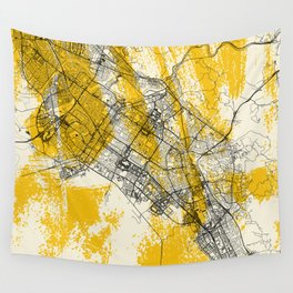 Fremont - USA - City Map in Yellow Wall Tapestry