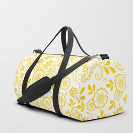 Yellow Eastern Floral Pattern Duffle Bag