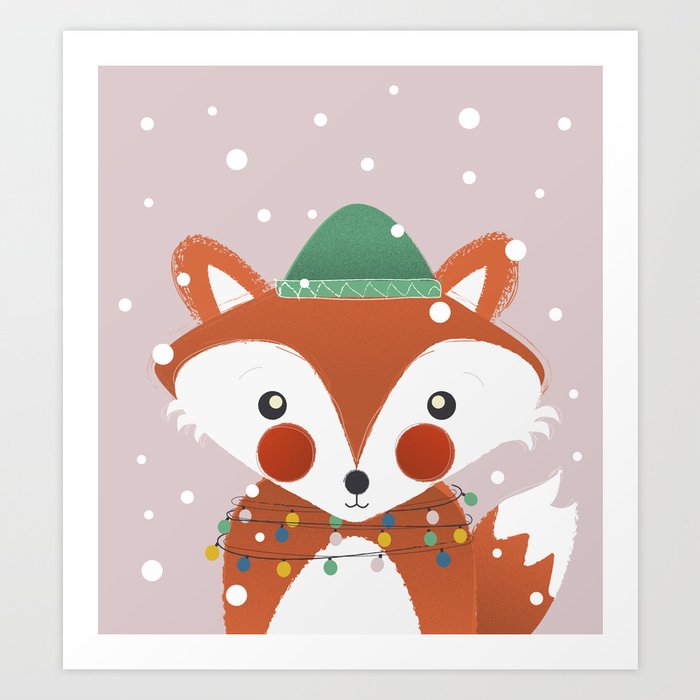 Christmas Animals - Festive Fox Art Print