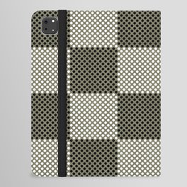 Green Black and White Polka Dot Checkerboard Pattern Pairs Jolie 2022 Color of the Year Sage iPad Folio Case