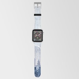 Austin Skyline & Map Watercolor Navy Blue Print by Zouzounio Art Apple Watch Band