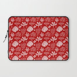 Red And White Coral Silhouette Pattern Laptop Sleeve