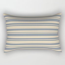 [ Thumbnail: Tan and Slate Gray Colored Stripes Pattern Rectangular Pillow ]