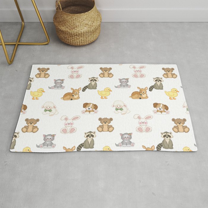 Cute Woodland Farm Baby Animals Nursery Rug By Decampstudios Society6 Cute Woodland Farm Baby Animals Nursery Rug By Decampstudios Society6