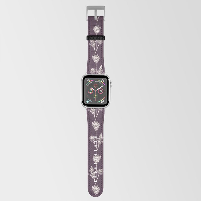 Off-white Floral on Dark Purple Apple Watch Band