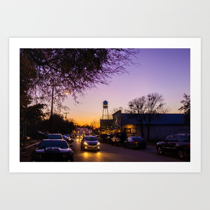 Summer evening with purple sky in Gruene Texas Art Print