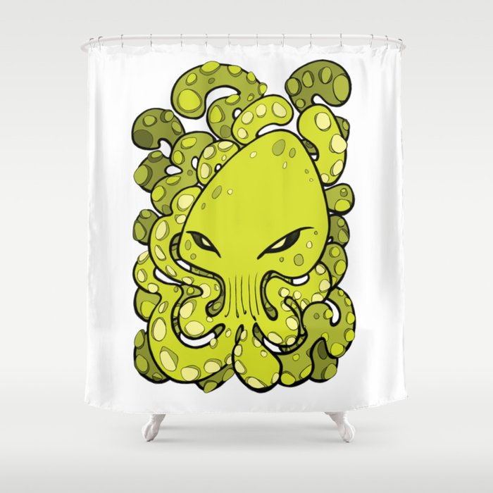 Octopus Squid Kraken Cthulhu Sea Creature - Lime Punch Shower Curtain